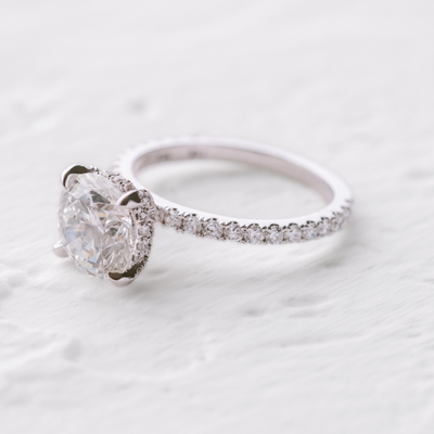 Aila | Round Diamond with Pavé Set Diamond Band