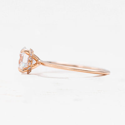 Rose | Oval Diamond Solitaire with a diamond wrap in your choice of gold colour