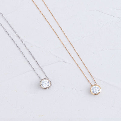 Floating Diamond Necklace in Sterling Silver