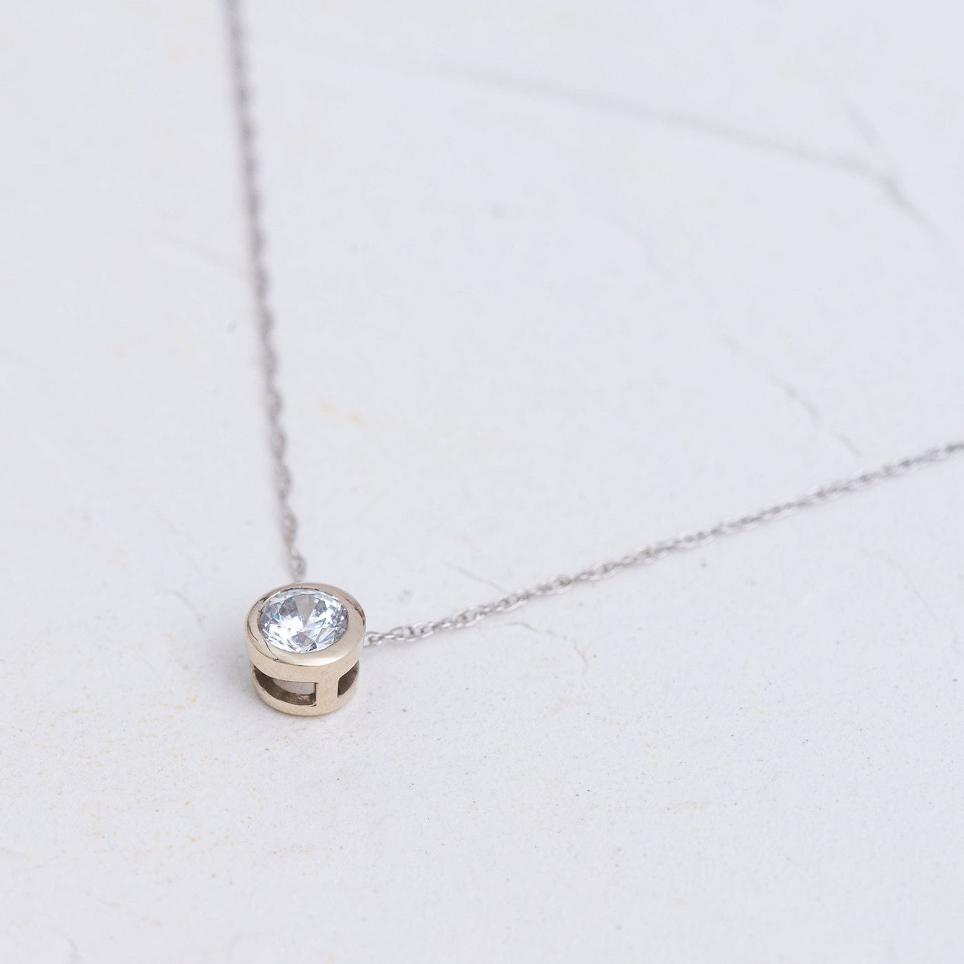 Floating Diamond Necklace in Sterling Silver