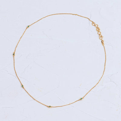 Natural Emerald Necklace | 18k Yellow Gold