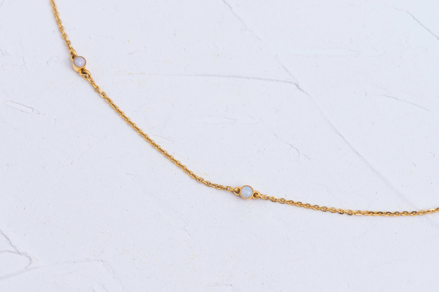 Round Opal Necklace in 14k Yellow gold