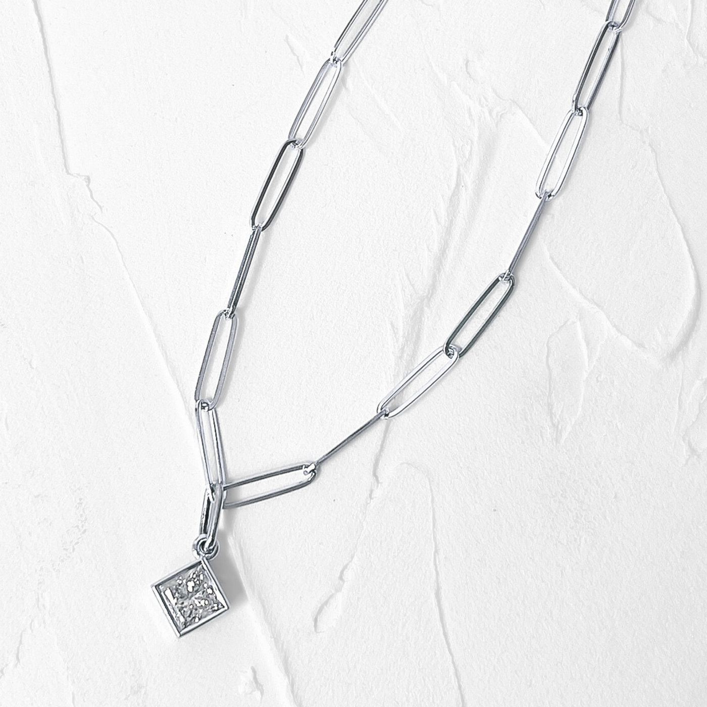 Luxe Diamond Charm Paperclip Chain