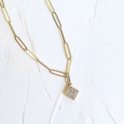 Luxe Diamond Charm Paperclip Chain