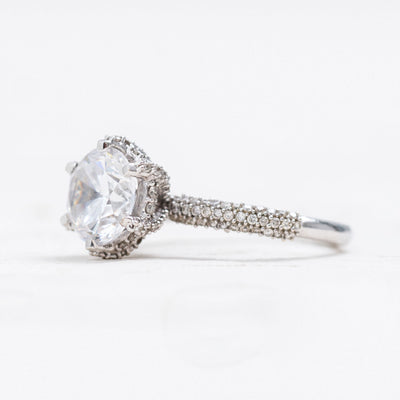 Aurora | 1 Carat Engagement Ring with 3 rows of Pavé Diamonds | Your Choice of Diamond Shape and Gold Colour