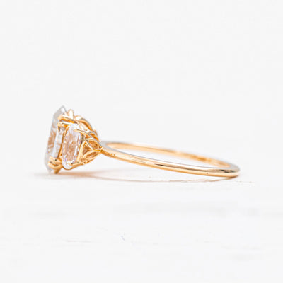 Isabel | 2.5 Carat TW Three Stone Oval Cut Engagement Ring in 14kt White, Rose, or Yellow Gold