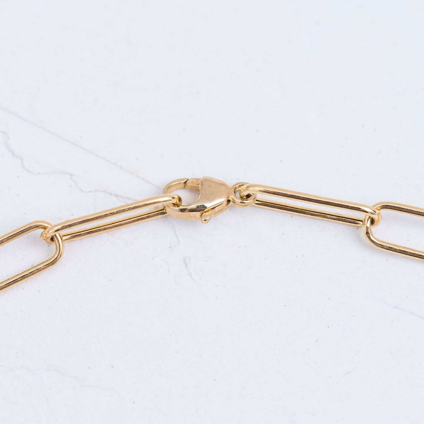 Paperclip Chain | 18k Yellow Gold Bold Flat Link 16" Chain
