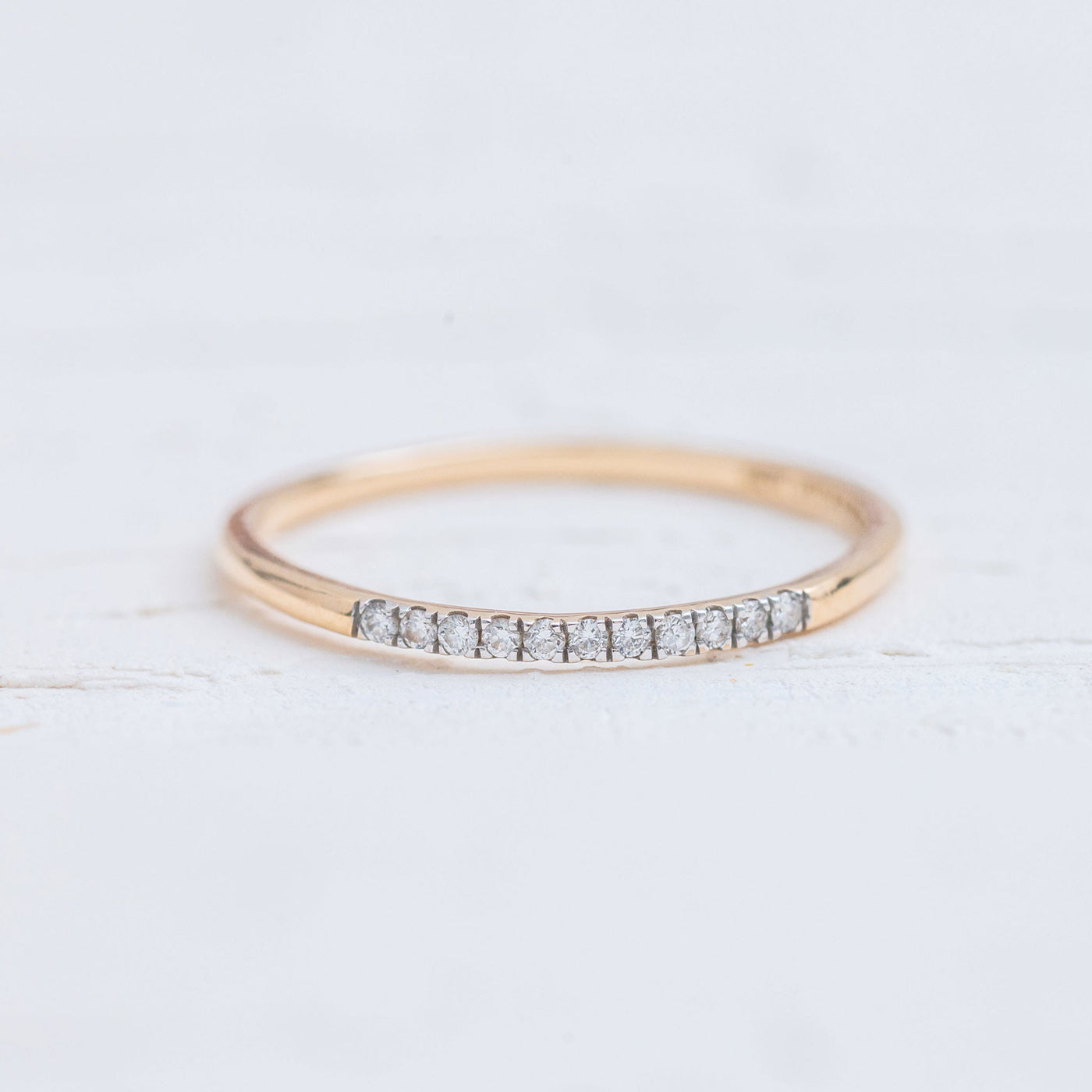 The Everyday Petit Pavé Band in 14k yellow gold